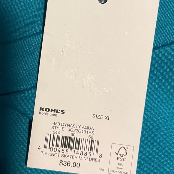 Sundress, SO brand, XL, tie front with removable padded top, turquoise color - Picture 4 of 4